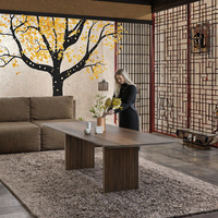 Table à manger ovale moderne en bois massif, imperméable, de type chinois, à prix attractif, pour appartement et hôtel