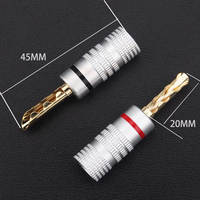 Conector Banana de 4 mm, Chapado en Oro de 24K, Conector Macho para Altavoz, Negro y Rojo