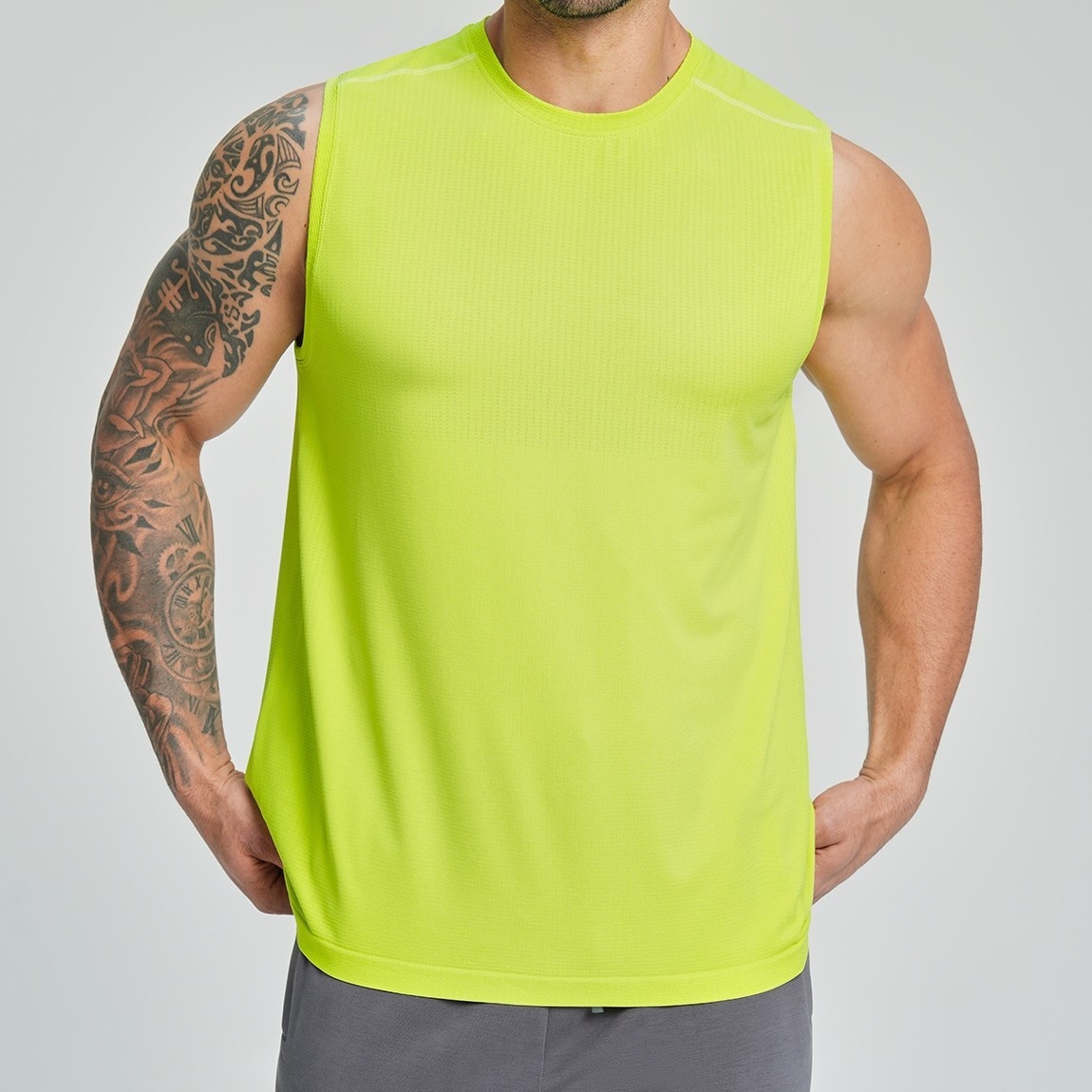 Cross-border Men's Seamless Sporty Quick-drying Breathable Moisture Wicking Vest Yoga Running Sleeveless Top 1176