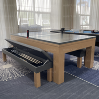 Table de billard multifonctionnelle moderne de 9 pieds en ardoise et bois massif, design blanc, 2 en 1, table à manger et billard