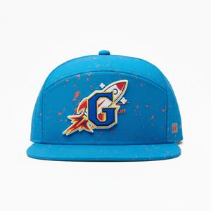 Casquettes en caoutchouc personnalisées avec logo, 7 panneaux, bleu, séchage rapide, performance PVC, sport, structurées, imperméables, découpe laser, trous, snapback, chapeaux peints - Product Image 2