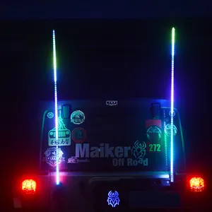 RGB 5ft (1.5 meter) LED Whip lights flag pole lamp for Jeep Wrangler JK FlagPoles Antenna lamp 4x4 accessory maiker manufacturer