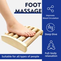 Planche de massage des pieds multi-rouleaux en bois naturel pour la relaxation corporelle – Outil de massage manuel texturé pour les soins personnels