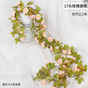 ดอกกุหลาบประดิษฐ์ Qingxu แบบไหม 17 หัว สำหรับตกแต่งผนังและเพดาน - Product Image 5