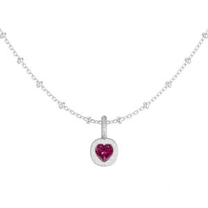 Dylam Charm Design โรเดียม18K ชุบทอง S925เงินสายโซ่ลูกปัดสร้อย5A เซอร์โคเนียรูปหัวใจสร้อยคอจี้ - Product Image 1