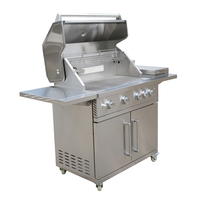 Barbecue à gaz moderne haut de gamme à 4 + 1 brûleurs Backburner infrarouge 304 support en acier inoxydable gril rotatif automatique LGP pour