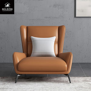 Kain kulit mewah Modern bingkai logam kursi santai furnitur sandaran tangan rendah desain baru hotel ruang tamu malas <span class=keywords><strong>Sofa</strong></span> tunggal - Product Image 4