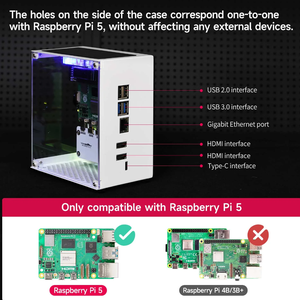 立方体Pi覆盆子5保护壳，带有机发光二极管显示冷却风扇Rgb灯M 2固态硬盘支持防尘磁网金属 - Product Image 5