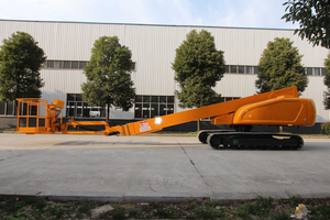 Crawler Teleskopik Elektrik Teleskopik Bisa Ditarik, <span class=keywords><strong>Platform</strong></span> Kerja Udara Karpet Truk Angkat Boom <span class=keywords><strong>Aerial</strong></span> Garpu Derek - Product Image 3