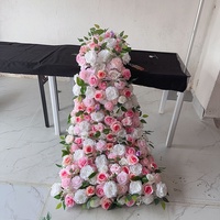 MSFAME Arrangements floraux modernes Décorations de table de mariage Roses artificielles roses et blanches Chemin de table