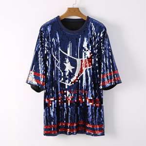 <span class=keywords><strong>Vestido</strong></span> de Jersey de lentejuelas-<span class=keywords><strong>Vestido</strong></span> de Jersey de lentejuelas rojo blanco azul para Houston Attire Texan - Product Image 2