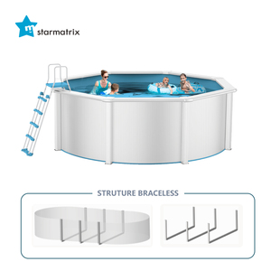 STARMATRIX PSP5512B/BW <span class=keywords><strong>Piscine</strong></span> au sol murale <span class=keywords><strong>en</strong></span> acier pour adultes avec écumoire et cadre Design Échelle et fonction <span class=keywords><strong>de</strong></span> sécurité - Product Image 3