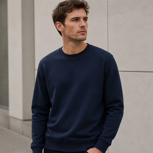 <b>Women's</b> Solid <b>Navy</b> Blue Crew Neck Sweatshirt Long Sleeve Ribbed Cuff Knitted Pullover Autumn Casual Top - Product Image 6