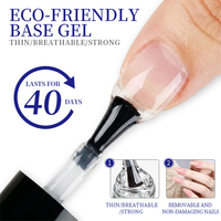 Base de vernis gel UV/LED chromée style français 15ml, couleur rose nude, sans HEMA, avec résine élastique et base caoutchoutée