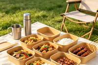 Boîte alimentaire rectangulaire jetable en papier kraft pour usage industriel, étanche, idéale pour biscuits, pain et salades – Vente directe usine
