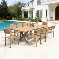 Ensemble de table à manger d'extérieur moderne pour usage hôtelier, structure en aluminium, durable, imperméable, résistant aux UV, garantie 3 ans, patio, jardin