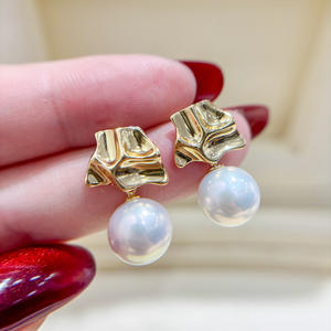 S925 <b>Silver</b> DIY Pearl Accessories Empty Tray with 9-13mm Round <b>Beads</b> Fashion Drop Earrings 22185 - Product Image 1