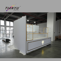 Ventes Flash : Stand d'Exposition Blanc pour Gâteaux et Aliments, Stand Pop-up 3x3 3x6 pour Salons Professionnels avec Logo de Marque