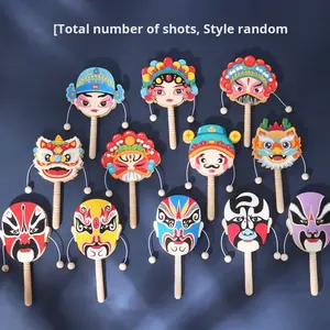 Style chinois <span class=keywords><strong>traditionnel</strong></span> bricolage enfants éducatif tambour à main opéra de pékin masque facial jouet en bois pour colorier jouet blanc blanc - Product Image 6