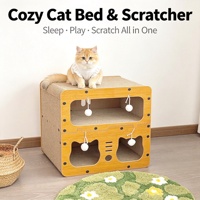 Griffoir interactif réglable pour chat, lit et maison en carton à 2 niveaux, résistant à l'usure, écologique, pour chats d'intérieur