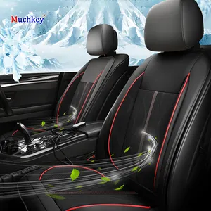 Muchkey Interrupteur à trois niveaux respirant électrique à ajustement universel Coussin chauffant pour massage et refroidissement Ventilateur ventilé Coussin de siège de voiture
