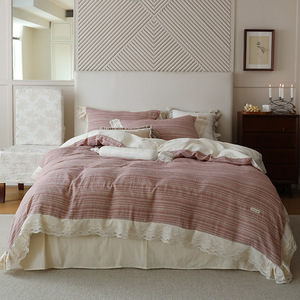 Comoda biancheria da <span class=keywords><strong>letto</strong></span> 100% in cotone tinto in filo con un grande Set di lenzuola da 4 pezzi, compresa la busta del copripiumino e la federa - Product Image 6