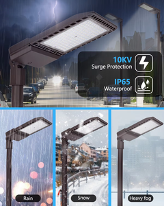 Lampe de rue <span class=keywords><strong>LED</strong></span> étanche IP65 pour <span class=keywords><strong>extérieur</strong></span>, <span class=keywords><strong>parking</strong></span>, avec capteur photocellule, montage sur poteau ou mur, 75-300W - Product Image 3