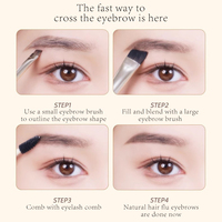 Pinceau à sourcils double embout, pinceau eyeliner plat angulaire, pinceau à cils, manche en bois, outil de maquillage double face, vente en gros, logo personnalisé