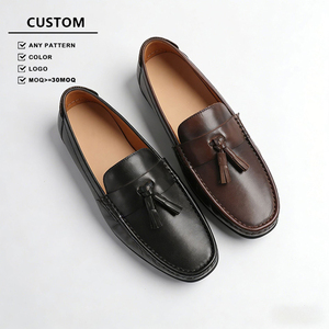 Zapatos Formales de Cuero Vacuno Genuino para Hombre, Mocasines con Borlas, Zapatos de Vestir Sin Cordones para Negocios, Cómodos - Product Image 1