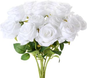 ช่อดอกกุหลาบผ้าไหมคุณภาพสูง 10 ดอก สำหรับตกแต่งบ้านในวันวาเลนไทน์ วันคริสต์มาส และวันตรุษจีน - ทำด้วยมือ - Product Image 1