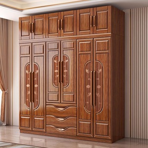 Armoire en bois massif de style chinois Dazhang Jiaju, porte à charnières, grande capacité, meubles de rangement pour chambre à coucher, pour enfants, adultes, personnes âgées - Product Image 3