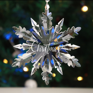 Customized Engraved Logo 100mm K9 High Quality <b>Crystal</b> Snowflake Christmas Tree Ornament with UV Printing Techniques - Product Image 1