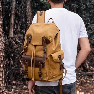 Waxed Canvas Retro Laptop Backpack Mens Backpacks Waterproof High Quality Europe Fashion Vintage Backpack