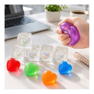 Hot Sale Glow in Dark Heart Toy Cube Stress Ball Squeeze <b>Squishy</b> Sensory TPR Party Favor Classroom Prize Stock - Product Image 4