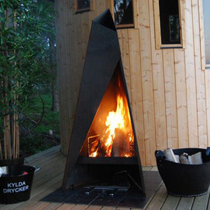 Brasero extérieur minimaliste en Corten, pour terrasse de villa et chauffage de cour, conception de combustion efficace sans fumée à flux d'air contrôlé - Product Image 3