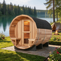 Promotion : Sauna extérieur moderne de style tonneau nordique en bois massif, chauffage en pin pour appartement, villa, jardin, alimentation électrique.