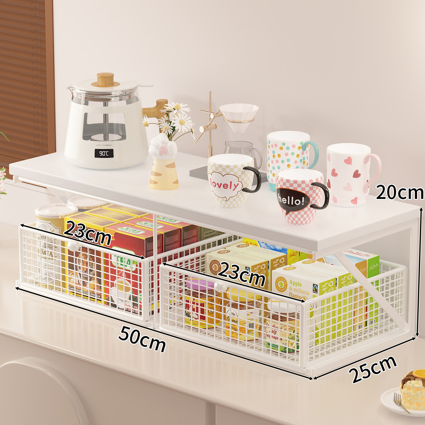 White shelf/whiteboard [Double drawers]