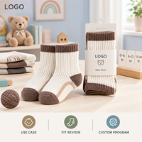 Chaussettes pour bébés et jeunes enfants, antidérapantes, côtelées, en coton et élasthanne, tricot doux, avec revers antidérapant, bout plat, taille personnalisée, noir ivoire