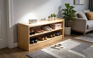 Modern Solid Wood <b>Shoe</b> Rack With 3 Shelves Scandinavian Style Entryway <b>Bench</b> For Home Storage - Product Image 5