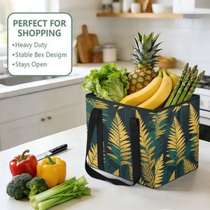 Large Capacity Foldable Shopping <b>Bag</b> <b>Reusable</b> Tote <b>Bag</b> Fern Print Carry <b>Bag</b> for Grocery Travel Daily Use - Product Image 5