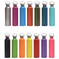 Bouteille d'eau isotherme sous vide en acier inoxydable de 20 oz, à petite ouverture, avec poignée métallique, pour voyage, thermos à revêtement poudré