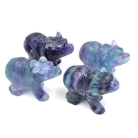 Nouveau produit DIY : Sculpture d'ours en fluorite de 2 pouces en pierres semi-précieuses pour artisanat Feng Shui, décoration intérieure, animal écologique