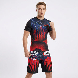 ชุดแรชการ์ด AERO MMA สีแดงดำ ลายซับลิเมชั่น โพลีเอสเตอร์/คอตตอน แบบไม่มีแขน สำหรับยิวยิตสู คาราเต้ ยูโด - Product Image 1