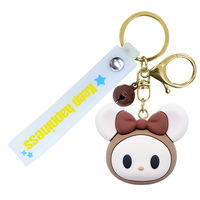 Porte-clés poupée en PVC plastique écologique durable avec impression UV 3D motif équipe de souris mignonne pour sac à main DIY