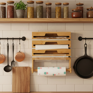 Distributeur de <span class=keywords><strong>film</strong></span> alimentaire 4 en 1 avec coupe-<span class=keywords><strong>film</strong></span> <span class=keywords><strong>et</strong></span> porte-serviettes en papier, distributeur de papier aluminium, support de rangement, outil de cuisine - Product Image 5