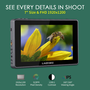 Moniteur de caméra LAIZESKE L7S <span class=keywords><strong>7</strong></span> pouces 2200 nit ultra lumineux à écran tactile 16:10 3G-SDI pour I/O IPS, direct usine OEM/ODM pour le cinéma - Product Image 3