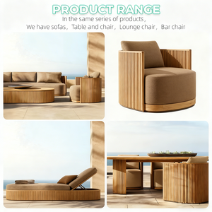 Conjunto de Sofás Modernos de Teca Sólida para Exteriores, Muebles de Jardín Impermeables, Adecuados para Patios, Terrazas, Villas, Hoteles - Product Image 6