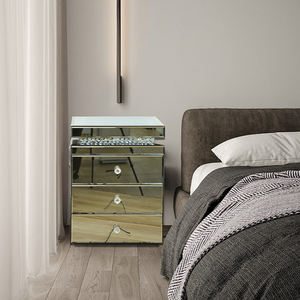 현대 크리스탈 다이아몬드 미러 3 서랍 스마트 침대 옆 탁자 스마트 스탠드 무선 충전 및 Led 조명 - Product Image 5