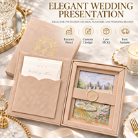 Boîte d'invitation de mariage de luxe personnalisée en velours, boîte cadeau rigide avec ruban et dorure à chaud, vente en gros, fabricant, faible MOQ
