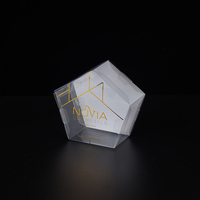 Boîte en plastique PET transparente recyclable personnalisée, boîte pliable en forme de pyramide, emballage de présentation au détail en plastique de forme spéciale unique